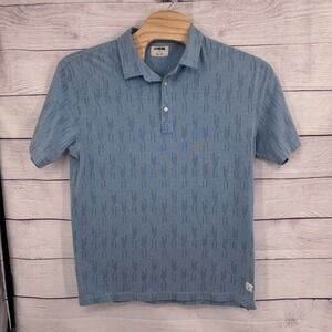 Linksoul Tempus Fugit Polo Shirt Abstract Print Golf Casual Blue XL‎